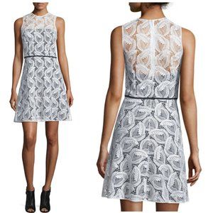 CAROLINA HERRERA sheer yoke lace dress sz 12 NWT